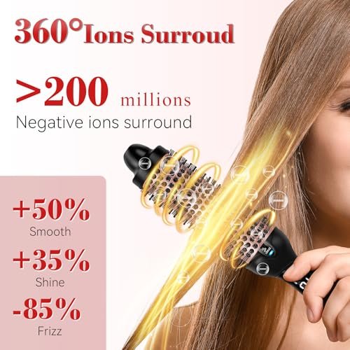 Ufree Ionic Thermal Brush 1.5 Inch – Heated Round Brush for Blowout, 30s Fast Heating Curling Brush with 9 Temperature Settings, Dual Voltage Travel Hair Styling Tool Avelisse