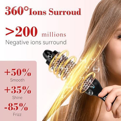 Ufree Ionic Thermal Brush 1.5 Inch – Heated Round Brush for Blowout, 30s Fast Heating Curling Brush with 9 Temperature Settings, Dual Voltage Travel Hair Styling Tool Avelisse