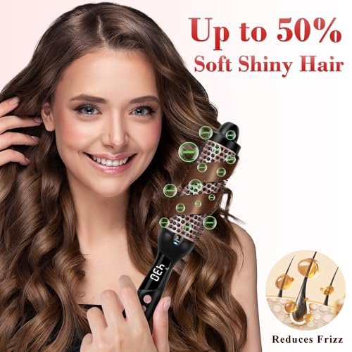 Ufree Ionic Thermal Brush 1.5 Inch – Heated Round Brush for Blowout, 30s Fast Heating Curling Brush with 9 Temperature Settings, Dual Voltage Travel Hair Styling Tool Avelisse
