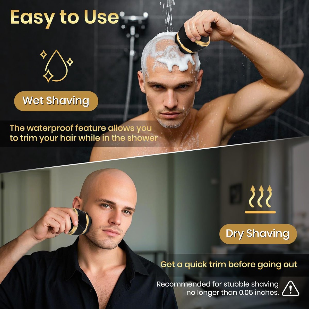 Ufree Head Shaver for Bald Men - Waterproof Electric Razor with LED Display, Detachable Rotary Blade, Wet/Dry, Travel Pouch Avelisse