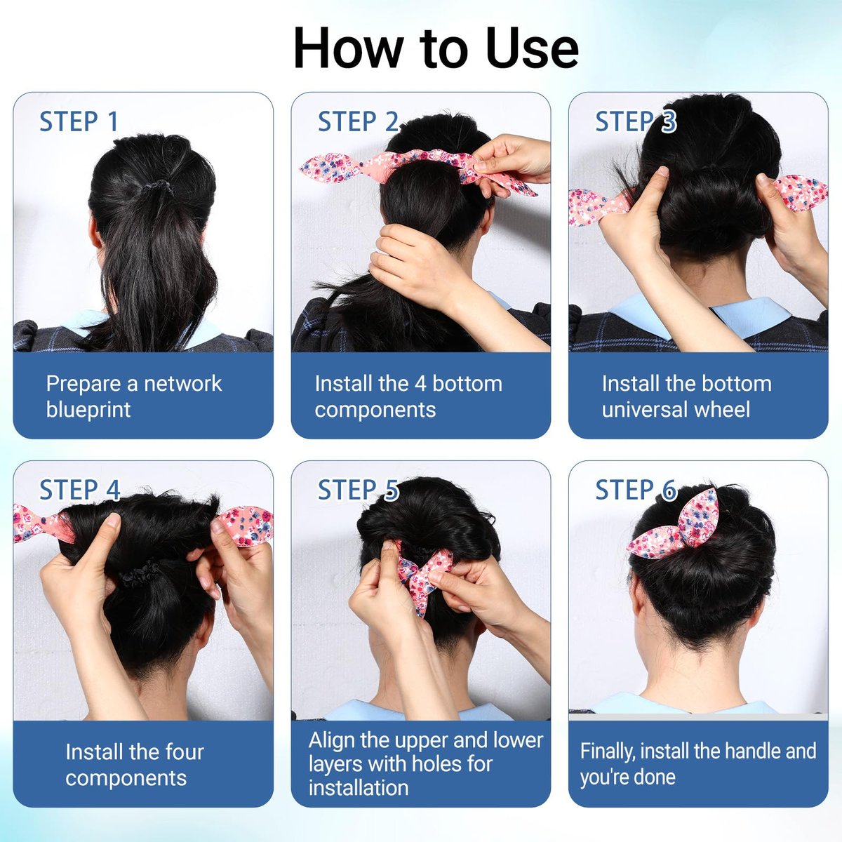Lnngub 4 Pcs Deft Hair Bun Maker - French Twist Rabbit Ear Bun Twister for Women & Girls - görsel 7