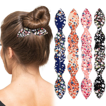 Lnngub 4 Pcs Deft Hair Bun Maker - French Twist Rabbit Ear Bun Twister for Women & Girls