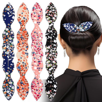 Lnngub 4 Pcs Deft Hair Bun Maker - French Twist Rabbit Ear Bun Twister for Women & Girls