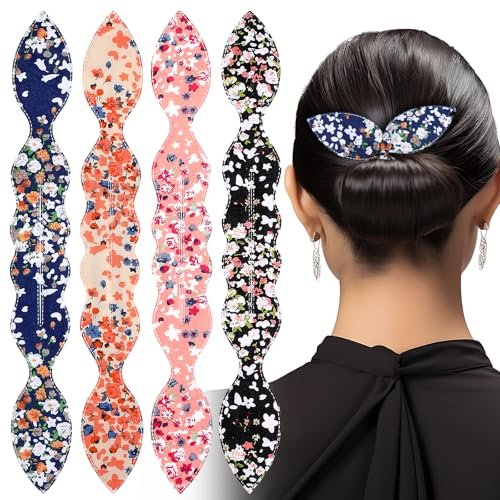 Lnngub 4 Pcs Deft Hair Bun Maker - French Twist Rabbit Ear Bun Twister for Women & Girls - görsel 2