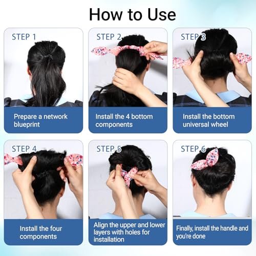 Lnngub 4 Pcs Deft Hair Bun Maker - French Twist Rabbit Ear Bun Twister for Women & Girls - görsel 8