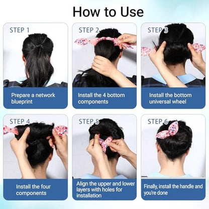 Lnngub 4 Pcs Deft Hair Bun Maker - French Twist Rabbit Ear Bun Twister for Women & Girls