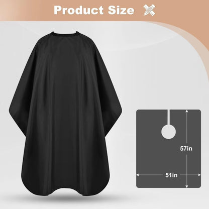 JSAZCKC Professional Hair Cutting Cape - Adjustable Snap Closure, 57" x 51" Black Polyester Barber Cape for Men and Women