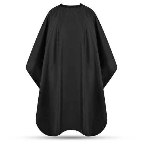 JSAZCKC Professional Hair Cutting Cape - Adjustable Snap Closure, 57" x 51" Black Polyester Barber Cape for Men and Women - görsel 2