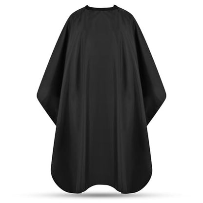 JSAZCKC Professional Hair Cutting Cape - Adjustable Snap Closure, 57" x 51" Black Polyester Barber Cape for Men and Women