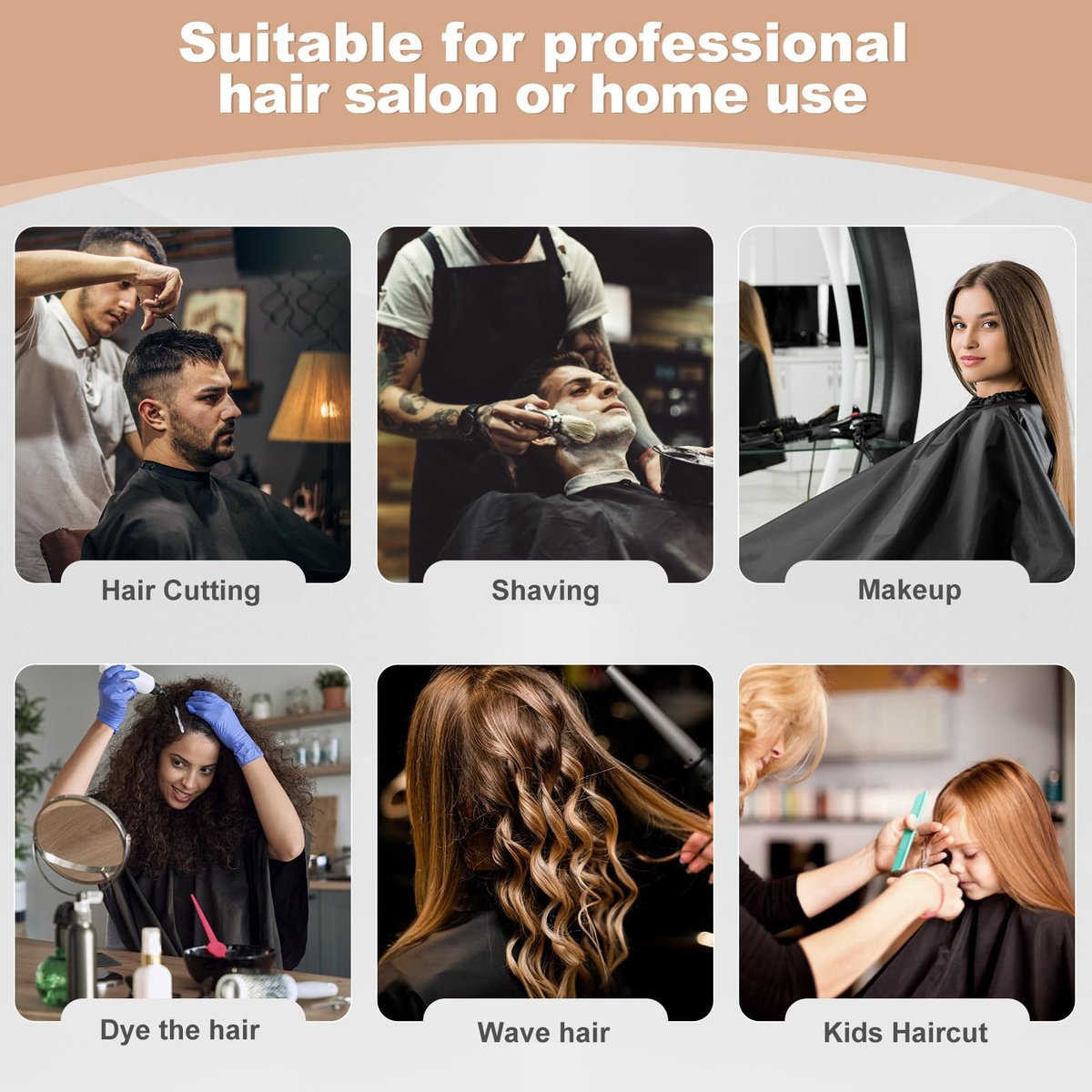 JSAZCKC Professional Hair Cutting Cape - Adjustable Snap Closure, 57" x 51" Black Polyester Barber Cape for Men and Women - görsel 13