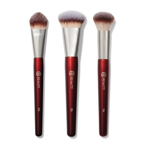 BK Beauty Core Complexion Trio Makeup Brushes Set (3PC) – Foundation, Concealer, and Blending Brushes for Liquid, Cream & Powder – Vegan, Cruelty-Free, Ultra-Soft Face Makeup Brushes Avelisse