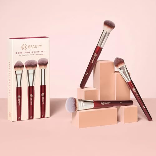 BK Beauty Core Complexion Trio Makeup Brushes Set (3PC) – Foundation, Concealer, and Blending Brushes for Liquid, Cream & Powder – Vegan, Cruelty-Free, Ultra-Soft Face Makeup Brushes Avelisse