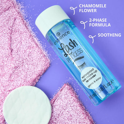 Essence Lash Princess Waterproof Eye Makeup Remover - Gentle 2-Phase Formula, Vegan & Cruelty Free, 3.3 Fl Oz