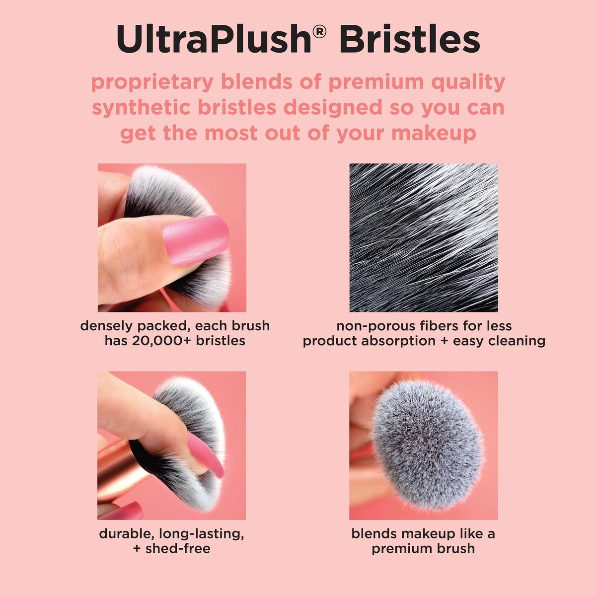 Real Techniques Vivid Escape Glow-To-Go Travel Makeup Brush 6 Piece Set, Mini Size Makeup Brushes for Eyeshadow, Concealer, Contour, & Blush, Includes Mirror Cosmetic Case, Cruelty-Free & Vegan - görsel 15