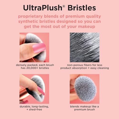Real Techniques Vivid Escape Glow-To-Go Travel Makeup Brush 6 Piece Set, Mini Size Makeup Brushes for Eyeshadow, Concealer, Contour, & Blush, Includes Mirror Cosmetic Case, Cruelty-Free & Vegan - görsel 16