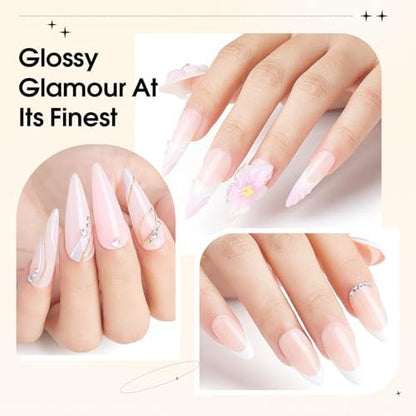 AIMEILI Hema Free No Wipe Top and Base Coat Set for Gel Nails - 2 x 15ml, High Gloss, Long Lasting, Vegan & Cruelty Free