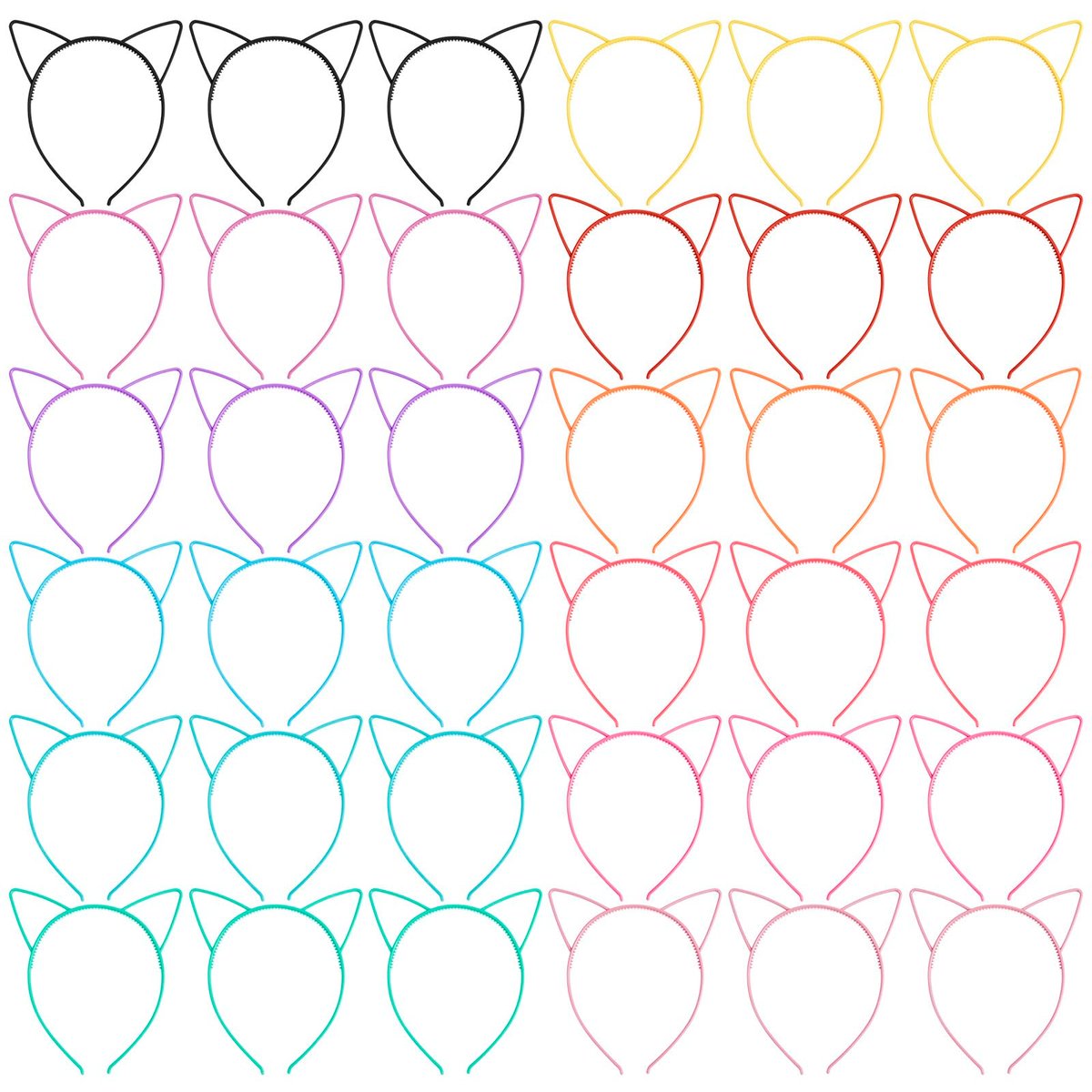 Exacoo 36-Pack Cat Ears Headbands – Plastic Kitty Headbands for Girls, Gabby Party Favors, Birthday Supplies, Halloween Hair Accessories Avelisse
