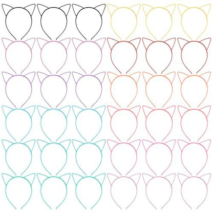 Exacoo 36-Pack Cat Ears Headbands – Plastic Kitty Headbands for Girls, Gabby Party Favors, Birthday Supplies, Halloween Hair Accessories Avelisse