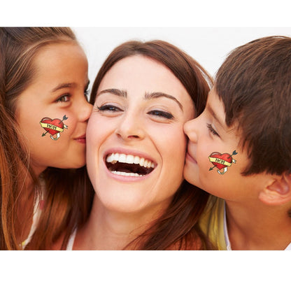 Mom Heart Temporary Tattoo - Pack of 10 Traditional Style Removable Tattoos for Mother's Day