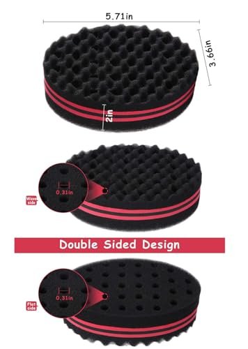 KHQBG Magic Twist Hair Sponges Set - Big Holes Sponge Brush for Curls, Curling Sponge Glove for Men & Women with Metal Afro Pick (6.7 inch)