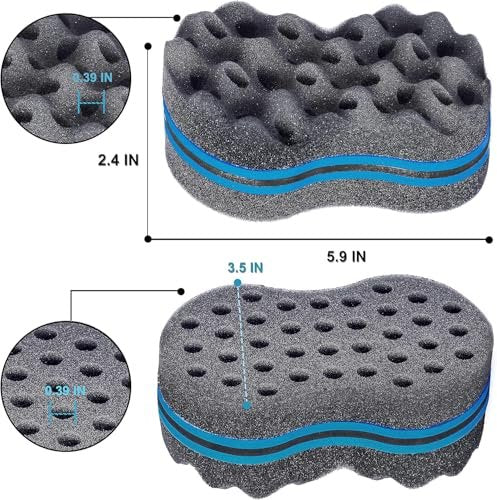 KHQBG Magic Twist Hair Sponges Set - Big Holes Sponge Brush for Curls, Curling Sponge Glove for Men & Women with Metal Afro Pick (6.7 inch) - görsel 9