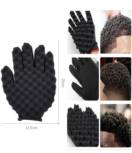 KHQBG Magic Twist Hair Sponges Set - Big Holes Sponge Brush for Curls, Curling Sponge Glove for Men & Women with Metal Afro Pick (6.7 inch) - görsel 3