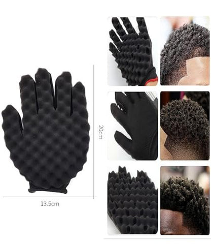 KHQBG Magic Twist Hair Sponges Set - Big Holes Sponge Brush for Curls, Curling Sponge Glove for Men & Women with Metal Afro Pick (6.7 inch)