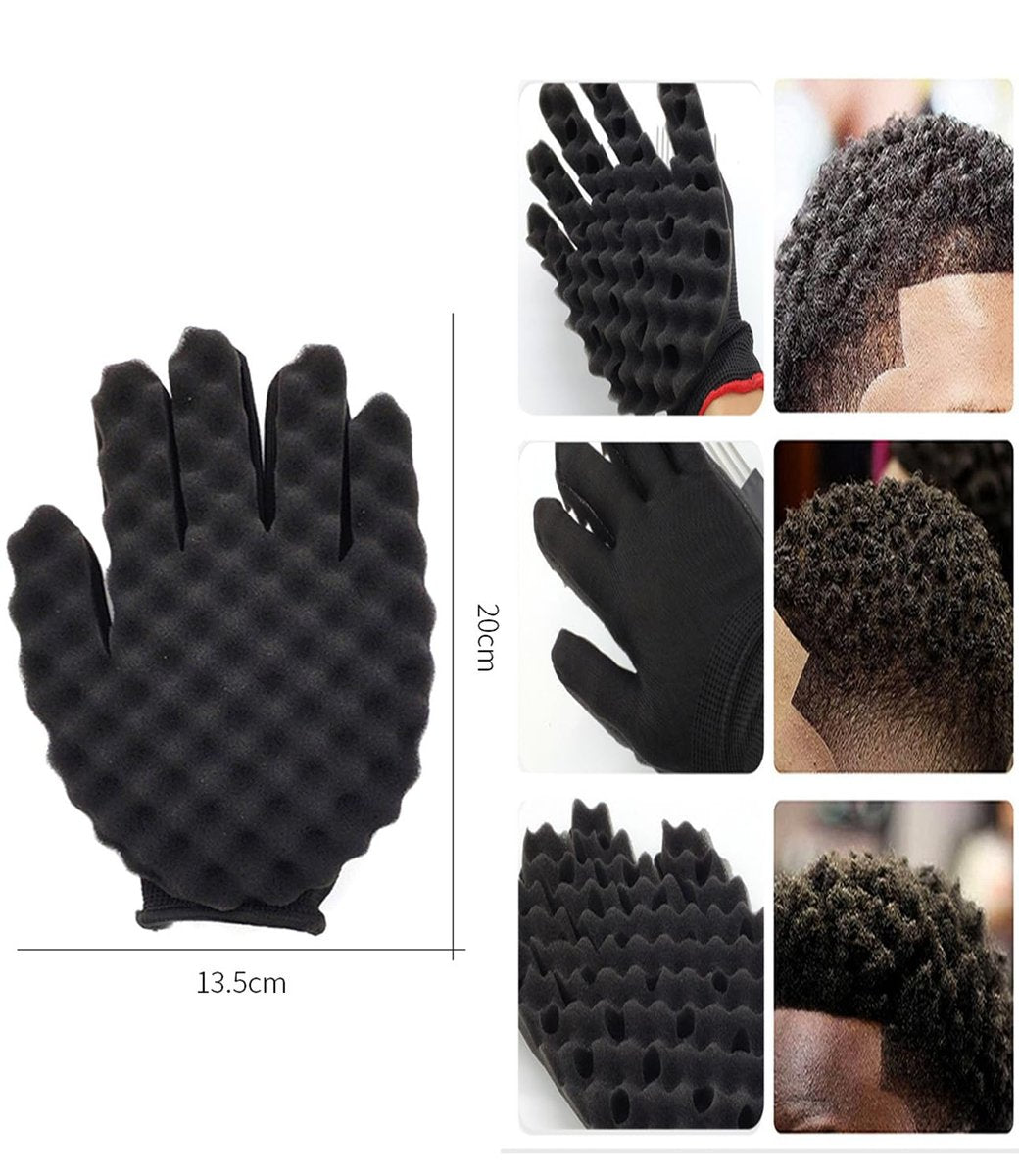 KHQBG Magic Twist Hair Sponges Set - Big Holes Sponge Brush for Curls, Curling Sponge Glove for Men & Women with Metal Afro Pick (6.7 inch) - görsel 2