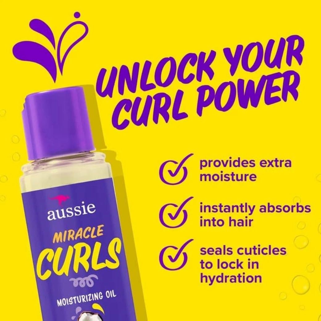 Aussie Miracle Curls Moisturizing Oil 3.2 Ounce (Pack of 3) – Hydrate & Define Curls Avelisse