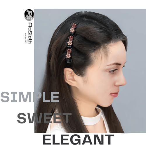 FlaSloth 7-Pack Crystal Stone Braided Hair Clips - Double-Layer Star & Flower Rhinestone Duckbill Clips for Women and Girls - Non-Slip Sparkling Hair Accessories - görsel 16