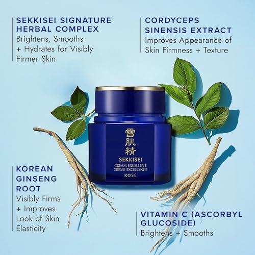 SEKKISEI Cream Excellent Facial Moisturizer – Anti-Aging Intensive Face Cream for Firming, Hydrating Treatment with Vitamin C, Ginseng & Cordyceps, 1.7 oz Avelisse