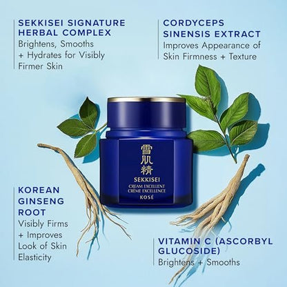 SEKKISEI Cream Excellent Facial Moisturizer – Anti-Aging Intensive Face Cream for Firming, Hydrating Treatment with Vitamin C, Ginseng & Cordyceps, 1.7 oz Avelisse