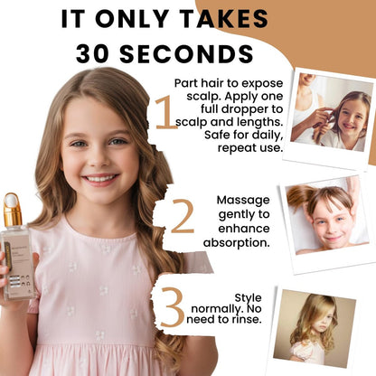Revatology Kids & Baby Hair Serum Leave-In Conditioner - Lightweight Scalp Serum for Dry Scalp, Frizz Control & Healthy-Looking Hair Growth, 30 Botanicals, Chemical Free, Made in USA, 1 Fl Oz Avelisse