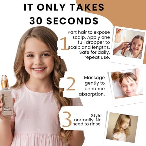 Revatology Kids & Baby Hair Serum Leave-In Conditioner - Lightweight Scalp Serum for Dry Scalp, Frizz Control & Healthy-Looking Hair Growth, 30 Botanicals, Chemical Free, Made in USA, 1 Fl Oz Avelisse