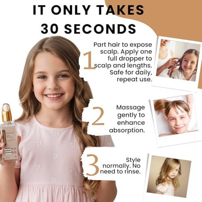 Revatology Kids & Baby Hair Serum Leave-In Conditioner - Lightweight Scalp Serum for Dry Scalp, Frizz Control & Healthy-Looking Hair Growth, 30 Botanicals, Chemical Free, Made in USA, 1 Fl Oz Avelisse