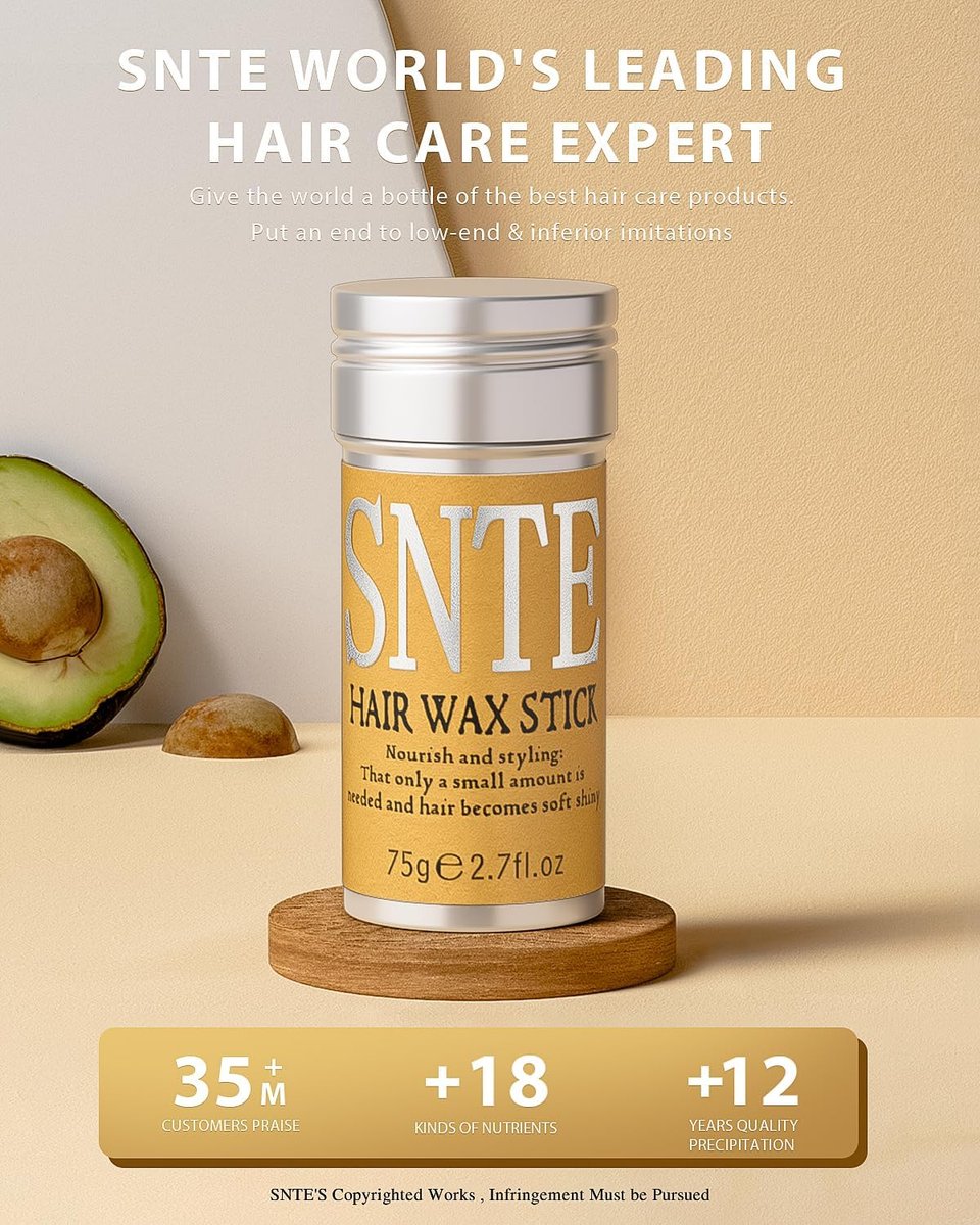 Samnyte Hair Wax Stick & Styling Cream Kit – Slick Back Hair Products for Women & Kids, Non-Greasy Fly Away Stick, Hair Styling Accessories for Buns & Braiding (Yellow, 3 oz x 2) - görsel 13