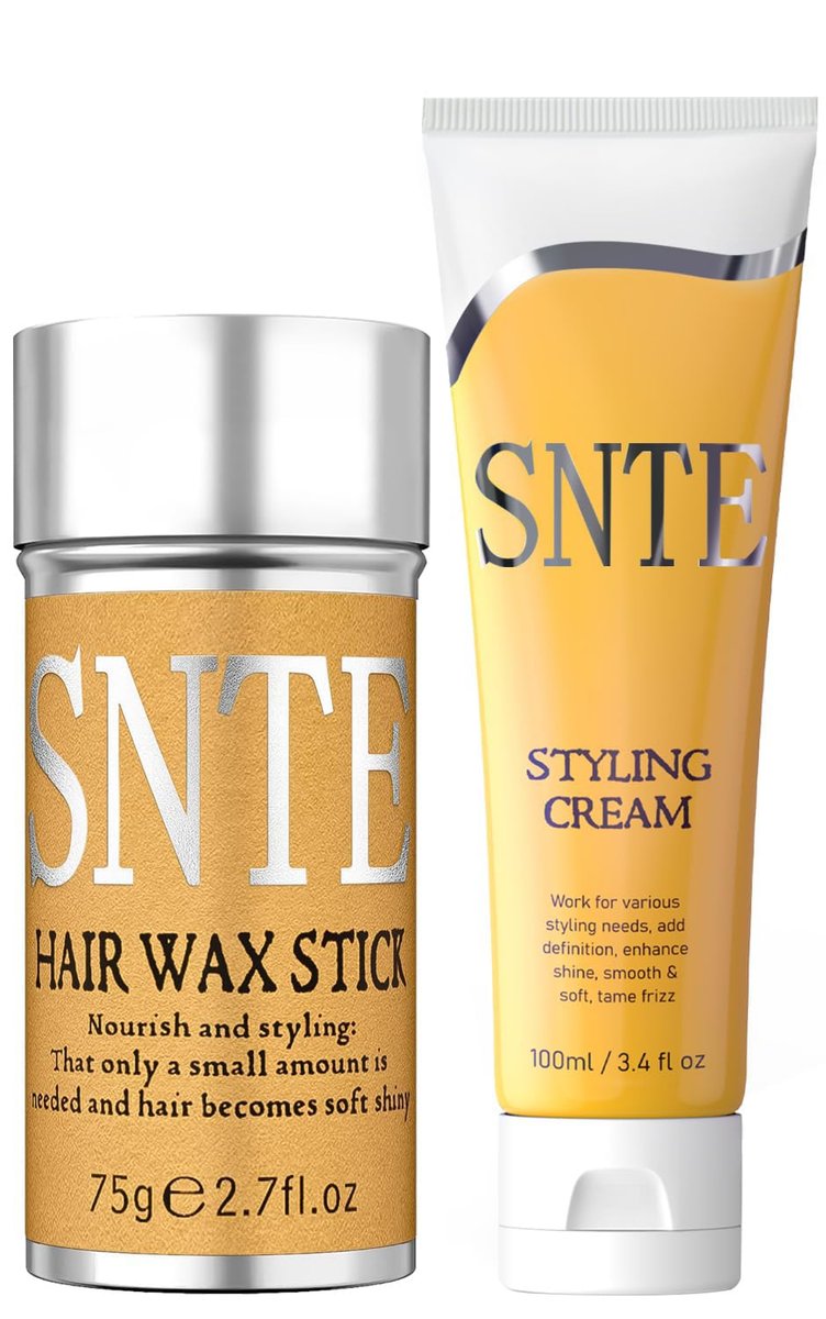 Samnyte Hair Wax Stick & Styling Cream Kit – Slick Back Hair Products for Women & Kids, Non-Greasy Fly Away Stick, Hair Styling Accessories for Buns & Braiding (Yellow, 3 oz x 2) - görsel 1