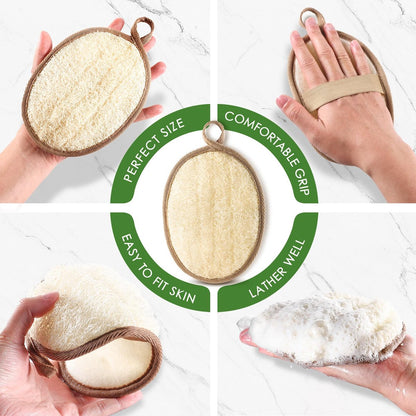 RIYNIBIY 2-Pack Natural Exfoliating Loofah Body Scrubber – Egyptian Shower Sponge for Men & Women