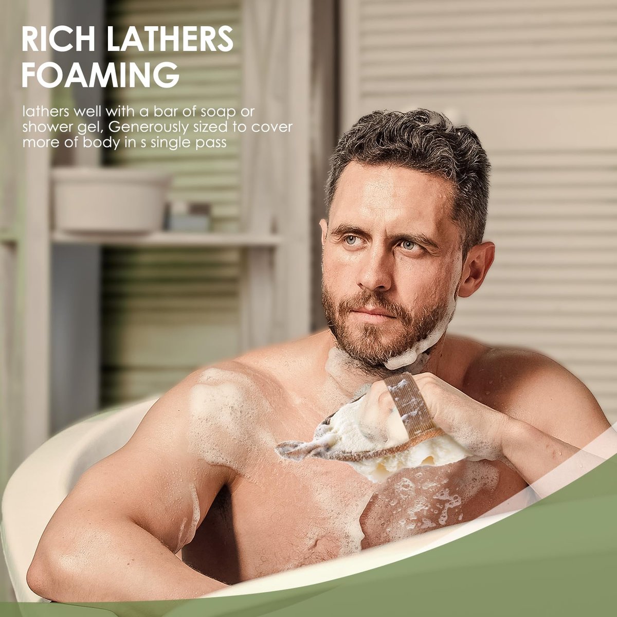 RIYNIBIY 2-Pack Natural Exfoliating Loofah Body Scrubber – Egyptian Shower Sponge for Men & Women - görsel 11