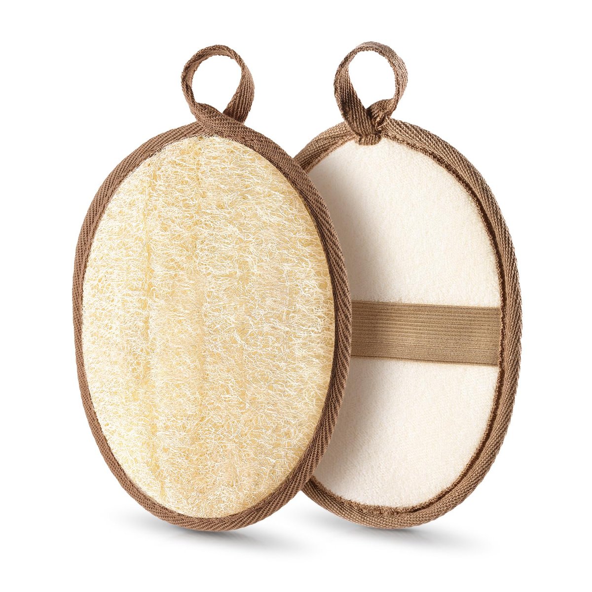 RIYNIBIY 2-Pack Natural Exfoliating Loofah Body Scrubber – Egyptian Shower Sponge for Men & Women - görsel 1