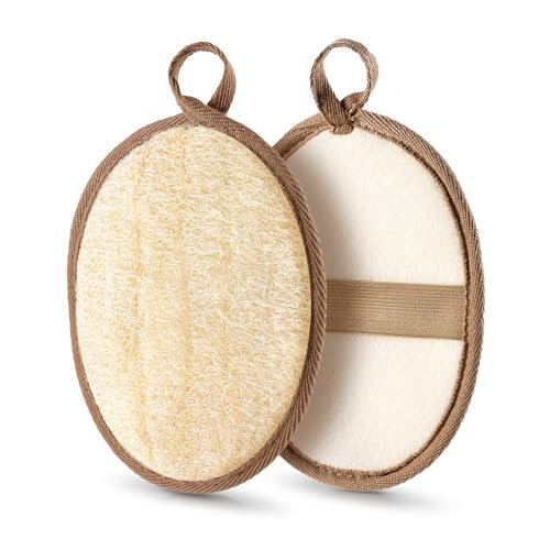 RIYNIBIY 2-Pack Natural Exfoliating Loofah Body Scrubber – Egyptian Shower Sponge for Men & Women - görsel 2
