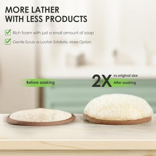 RIYNIBIY 2-Pack Natural Exfoliating Loofah Body Scrubber – Egyptian Shower Sponge for Men & Women - görsel 8