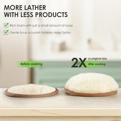 RIYNIBIY 2-Pack Natural Exfoliating Loofah Body Scrubber – Egyptian Shower Sponge for Men & Women