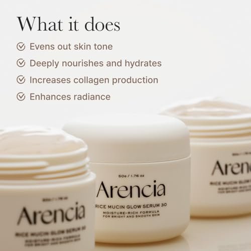 Arencia Rice Mucin Overnight Glow Face Mask Serum - 1.76 oz | Plumping Hyaluronic Acid Treatment - görsel 5