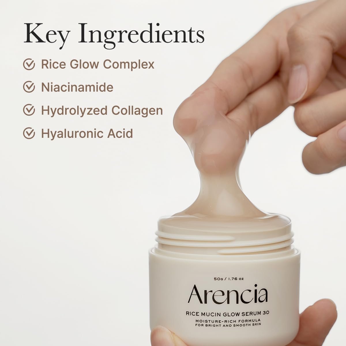 Arencia Rice Mucin Overnight Glow Face Mask Serum - 1.76 oz | Plumping Hyaluronic Acid Treatment - görsel 8