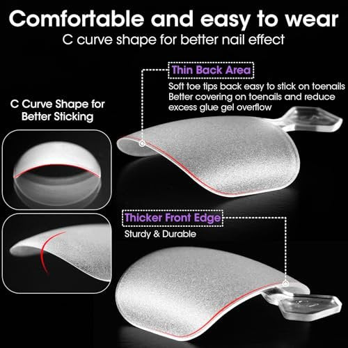 Gellen Press On Toenails 300PCS Short Square Toe Nail Tips Full Cover Matte Soft Gel Fake Toenails, 12 Sizes Clear Toe Nail Extensions with Easy Handle for Pedicure DIY Home Nail Salon Avelisse