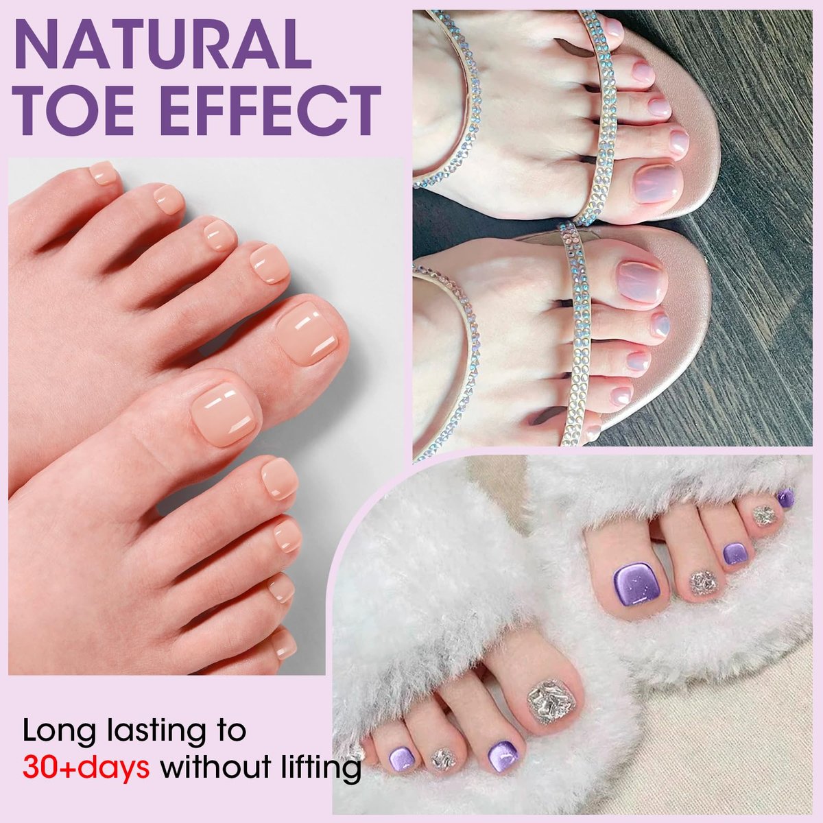Gellen Press On Toenails 300PCS Short Square Toe Nail Tips Full Cover Matte Soft Gel Fake Toenails, 12 Sizes Clear Toe Nail Extensions with Easy Handle for Pedicure DIY Home Nail Salon Avelisse