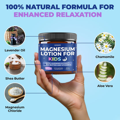 MONIER Magnesium Lotion for Kids - Relaxing Magnesium Cream with Lavender, Shea Butter, Aloe Vera - 100% Natural Ingredients (4 oz, Unscented) Avelisse