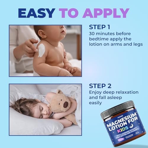 MONIER Magnesium Lotion for Kids - Relaxing Magnesium Cream with Lavender, Shea Butter, Aloe Vera - 100% Natural Ingredients (4 oz, Unscented) Avelisse