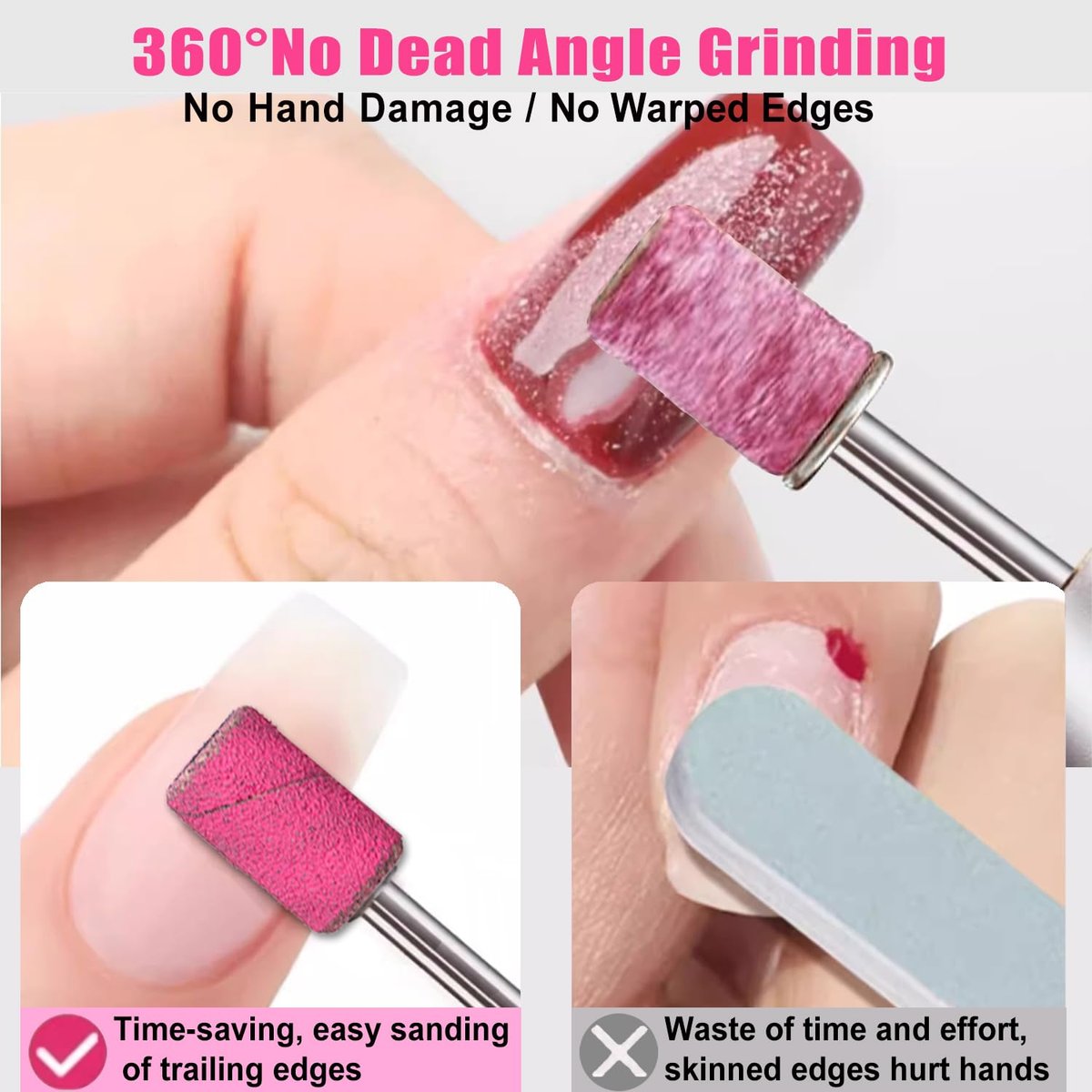 Haozher 135 Pcs Nail Drill Bits Sanding Bands - Mixed Grit 80/120/180/240 for Acrylic Gel Manicures Pedicure - görsel 3